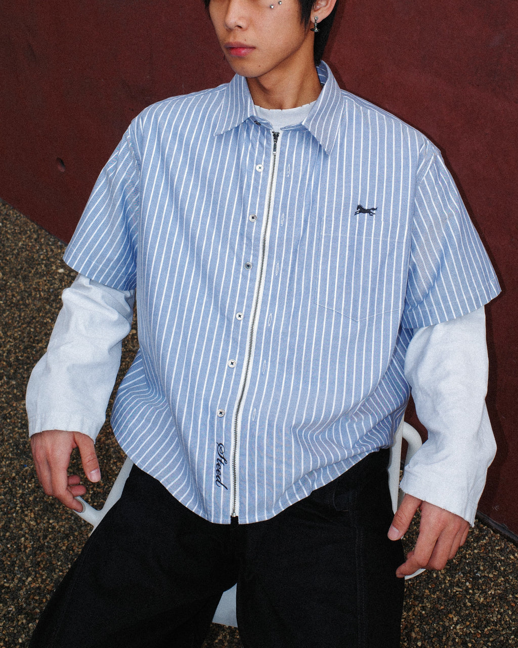 Steed Zipped Oxford Button Up